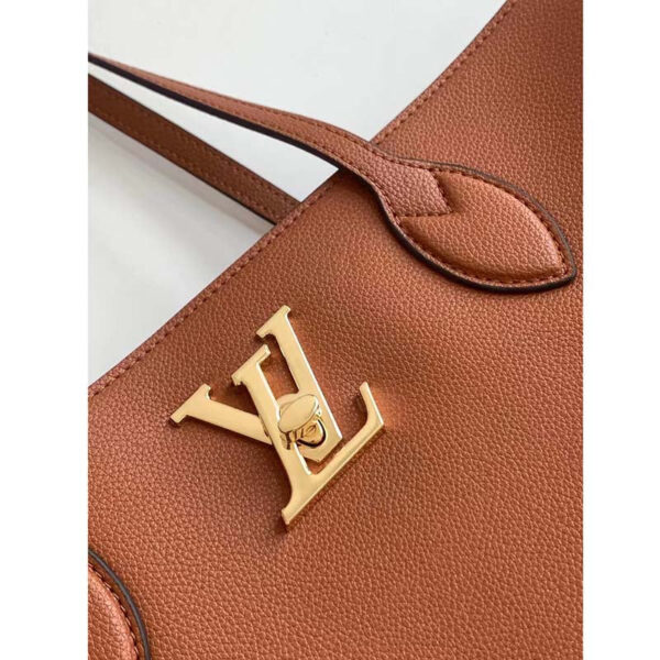 Louis Vuitton LV Women Lockme Shopper Chataigne Brown Grained Calf Leather - Image 9