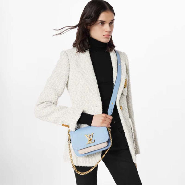 Louis Vuitton LV Women Lockme Tender Bleu Nuage Blue Grained Calf Leather - Image 12
