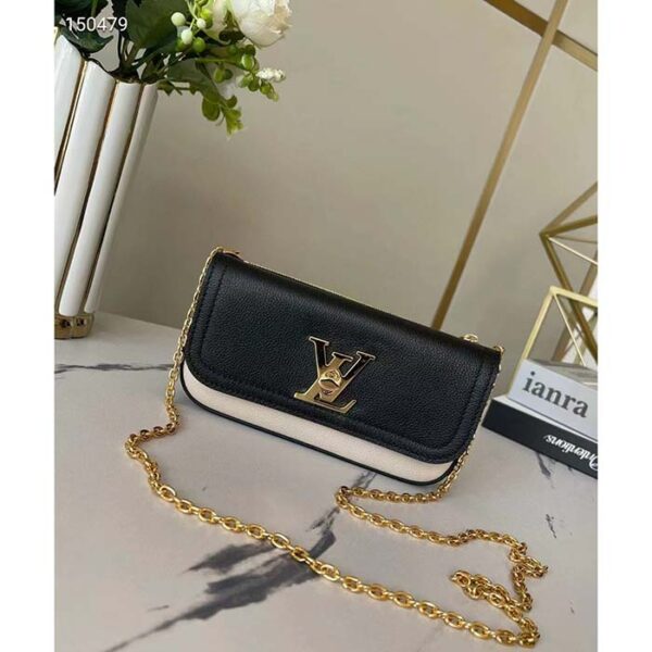Louis Vuitton LV Women Lockme Tender Pochette Black Cream Grained Calf Leather - Image 3