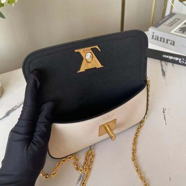 Louis Vuitton LV Women Lockme Tender Pochette Black Cream Grained Calf Leather - Image 7