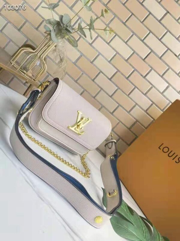 Louis Vuitton LV Women Lockme Tender Rosewater Greige Grained Calf Leather - Image 5