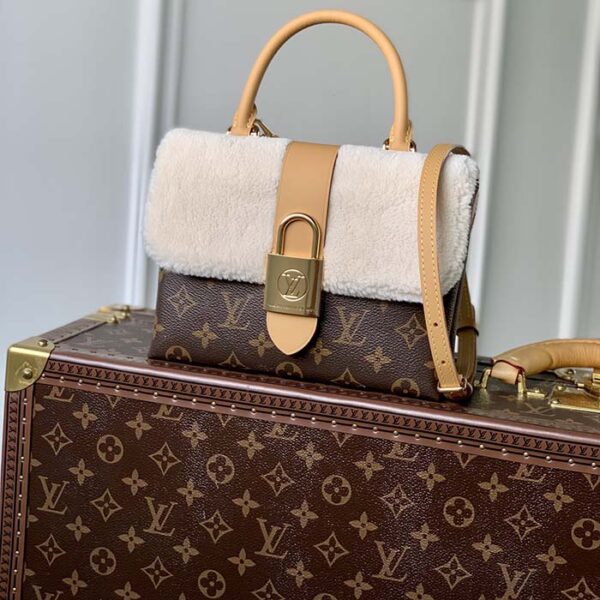 Louis Vuitton LV Women Locky BB Handbag Beige Brown Monogram Coated Canvas Shearling - Image 2
