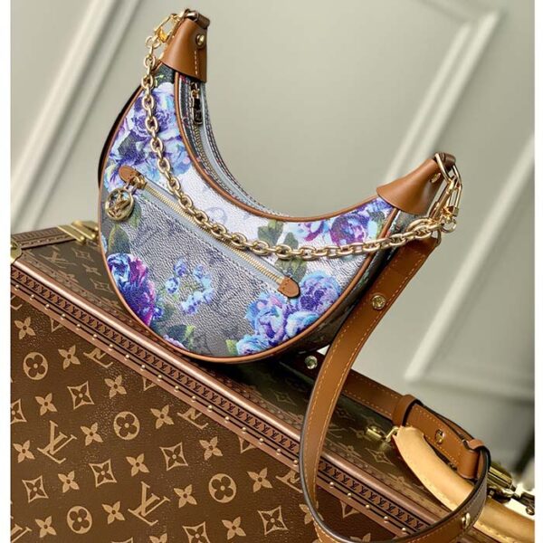 Louis Vuitton LV Women Loop Baguette Handbag Blue Coated Canvas - Image 2