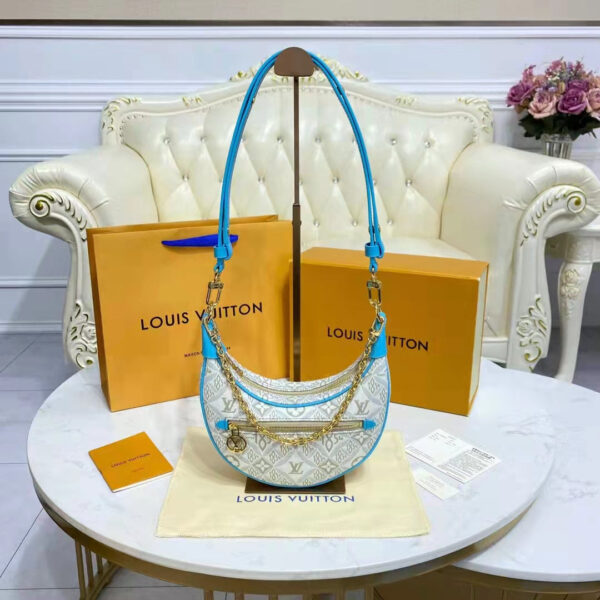 Louis Vuitton LV Women Loop Ecru Blue Since 1854 Jacquard Textile Cowhide Leather - Image 6