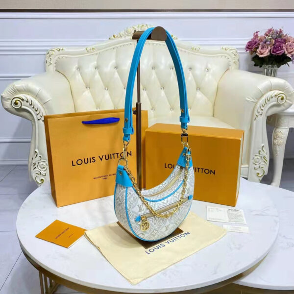 Louis Vuitton LV Women Loop Ecru Blue Since 1854 Jacquard Textile Cowhide Leather - Image 7