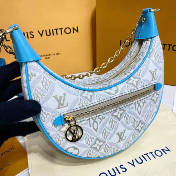 Louis Vuitton LV Women Loop Ecru Blue Since 1854 Jacquard Textile Cowhide Leather - Image 9