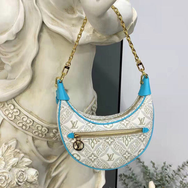 Louis Vuitton LV Women Loop Ecru Blue Since 1854 Jacquard Textile Cowhide Leather - Image 4