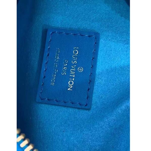 Louis Vuitton LV Women Loop Half-Moon Baguette Bag Blue Calfskin Monogram Flowers - Image 10