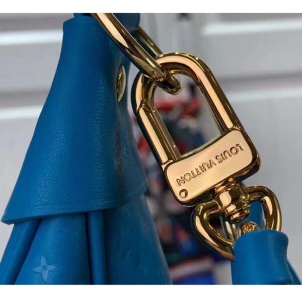 Louis Vuitton LV Women Loop Half-Moon Baguette Bag Blue Calfskin Monogram Flowers - Image 8
