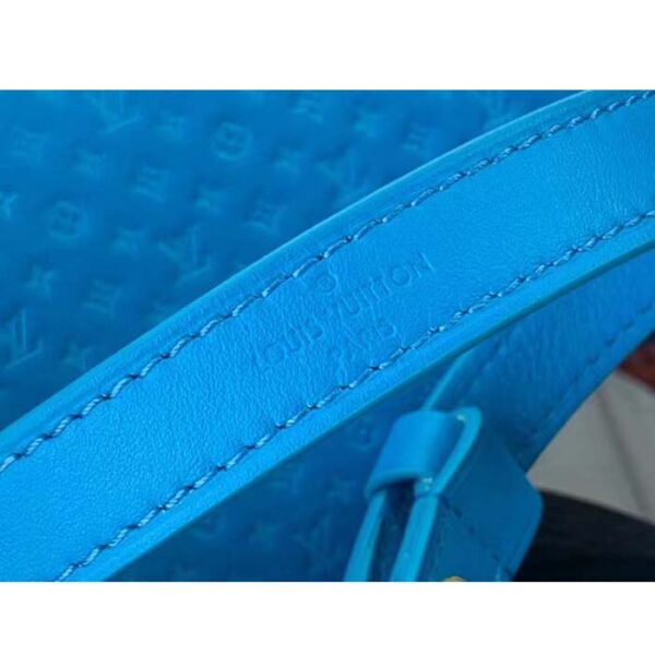 Louis Vuitton LV Women Loop Half-Moon Baguette Bag Blue Calfskin Monogram Flowers - Image 9