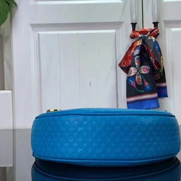Louis Vuitton LV Women Loop Half-Moon Baguette Bag Blue Calfskin Monogram Flowers - Image 5
