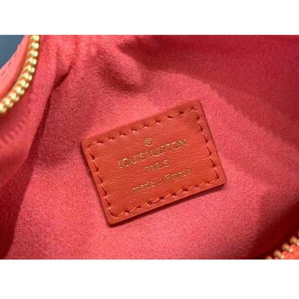 Louis Vuitton LV Women Loop Half-Moon Baguette Bag Red Calfskin Monogram Flowers - Image 9