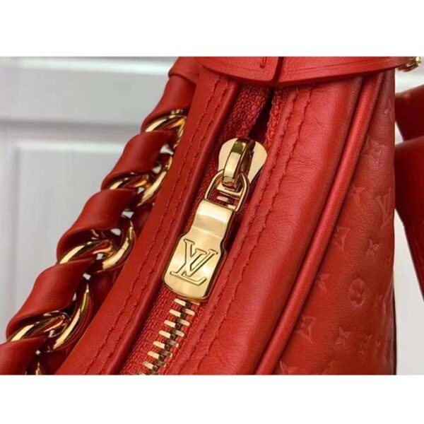 Louis Vuitton LV Women Loop Half-Moon Baguette Bag Red Calfskin Monogram Flowers - Image 8