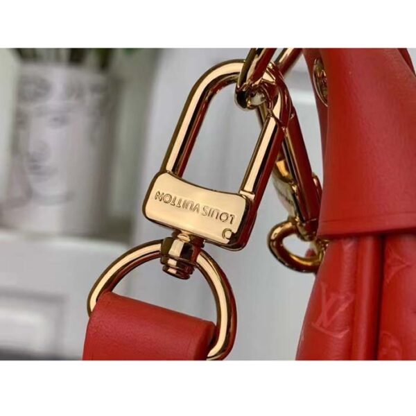 Louis Vuitton LV Women Loop Half-Moon Baguette Bag Red Calfskin Monogram Flowers - Image 10