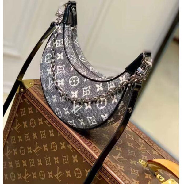 Louis Vuitton LV Women Loop PM Bag Gray Denim Textile Jacquard - Image 5