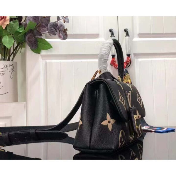 Louis Vuitton LV Women Madeleine BB Handbag Black Beige Embossed Grained Cowhide Leather - Image 4