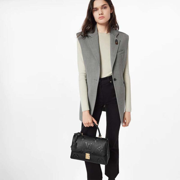 Louis Vuitton LV Women Madeleine MM Handbag Black Embossed Grained Cowhide Leather - Image 12