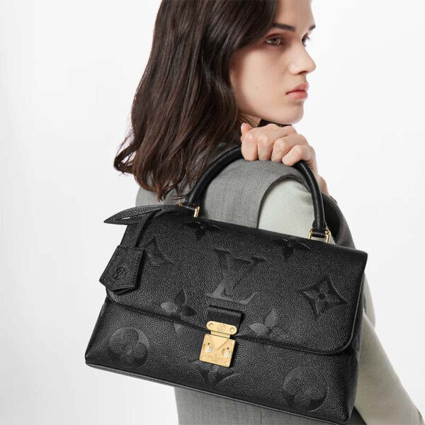 Louis Vuitton LV Women Madeleine MM Handbag Black Embossed Grained Cowhide Leather - Image 11
