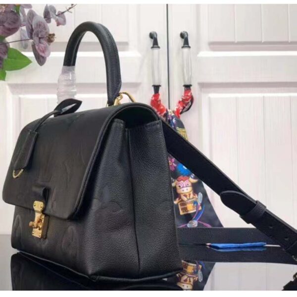 Louis Vuitton LV Women Madeleine MM Handbag Black Embossed Grained Cowhide Leather - Image 4