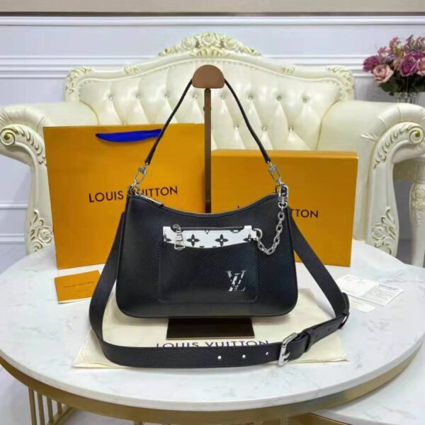 Louis Vuitton LV Women Marelle Handbag Black Epi Grained Cowhide Leather Canvas - Image 5