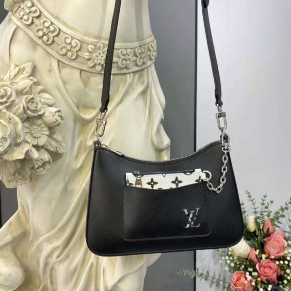Louis Vuitton LV Women Marelle Handbag Black Epi Grained Cowhide Leather Canvas - Image 3