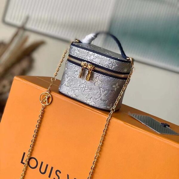 Louis Vuitton LV Women Micro Vanity Blue Monoglam Coated Canvas Microfiber Lining - Image 2