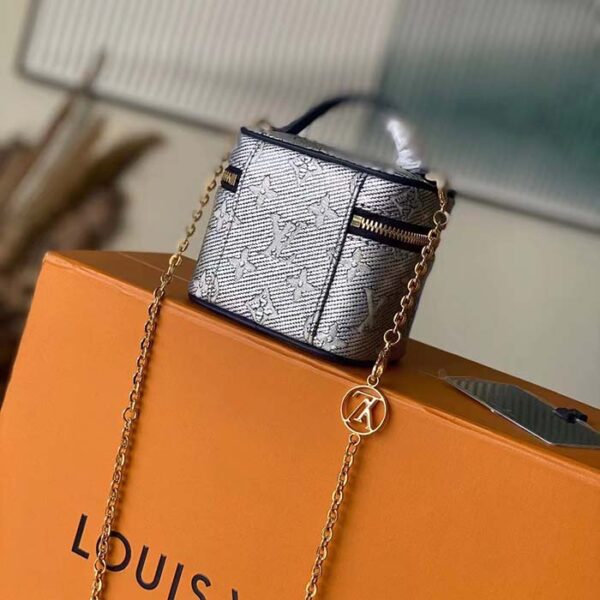 Louis Vuitton LV Women Micro Vanity Blue Monoglam Coated Canvas Microfiber Lining - Image 3