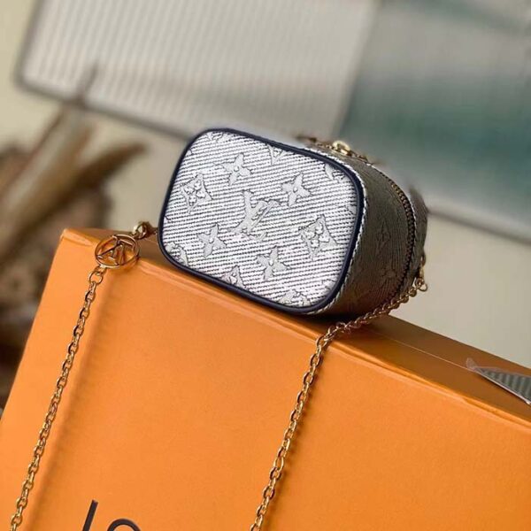 Louis Vuitton LV Women Micro Vanity Blue Monoglam Coated Canvas Microfiber Lining - Image 5