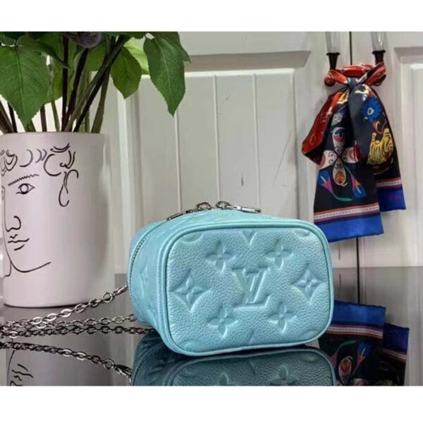 Louis Vuitton LV Women Micro Vanity Blue Monogram Empreinte Embossed Supple Grained Cowhide Leather - Image 5