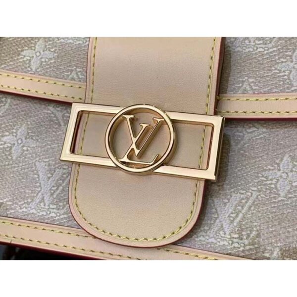 Louis Vuitton LV Women Mini Dauphine Handbag Beige Monoglam Coated Canvas - Image 6