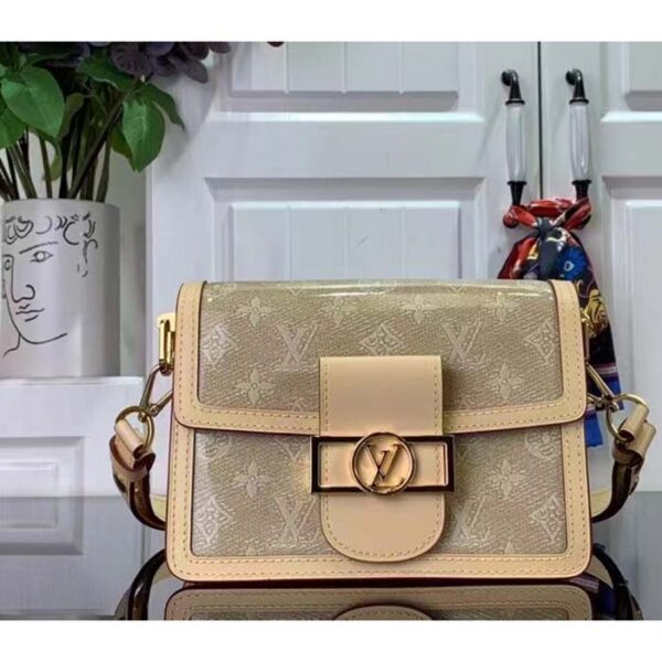 Louis Vuitton LV Women Mini Dauphine Handbag Beige Monoglam Coated Canvas - Image 2