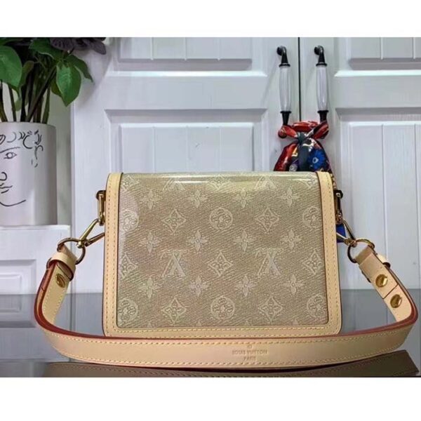Louis Vuitton LV Women Mini Dauphine Handbag Beige Monoglam Coated Canvas - Image 4