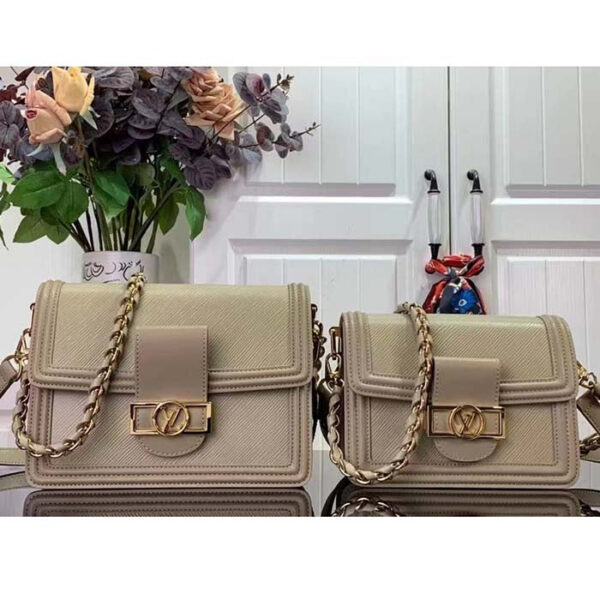 Louis Vuitton LV Women Mini Dauphine Handbag Poivre Brown Epi Grained Cowhide Leather - Image 11