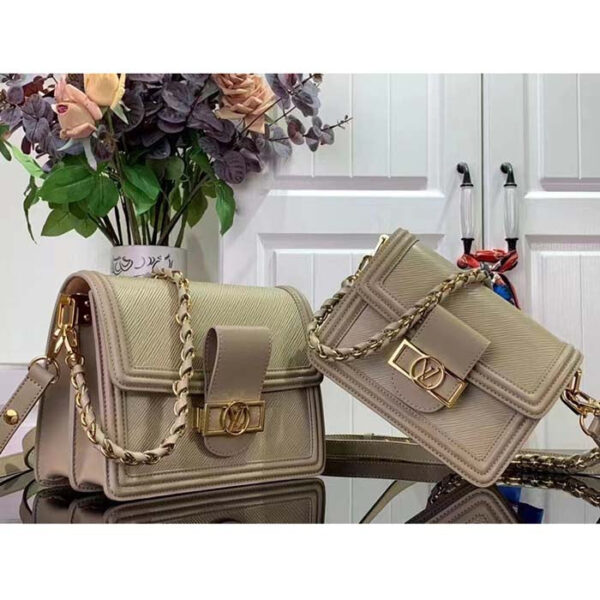 Louis Vuitton LV Women Mini Dauphine Handbag Poivre Brown Epi Grained Cowhide Leather - Image 13