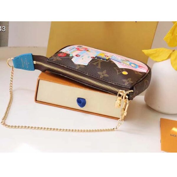 Louis Vuitton LV Women Mini Pochette Accessoires Blue Monogram Coated Canvas - Image 7