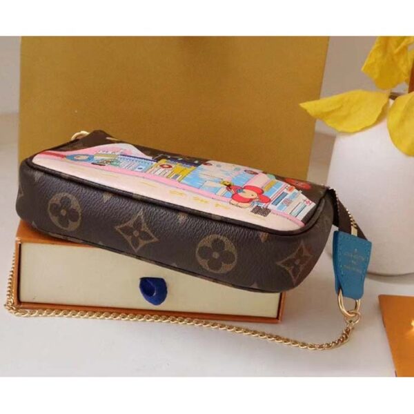 Louis Vuitton LV Women Mini Pochette Accessoires Blue Monogram Coated Canvas - Image 4
