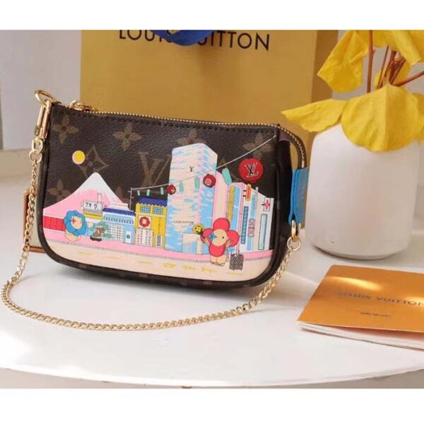 Louis Vuitton LV Women Mini Pochette Accessoires Blue Monogram Coated Canvas - Image 3