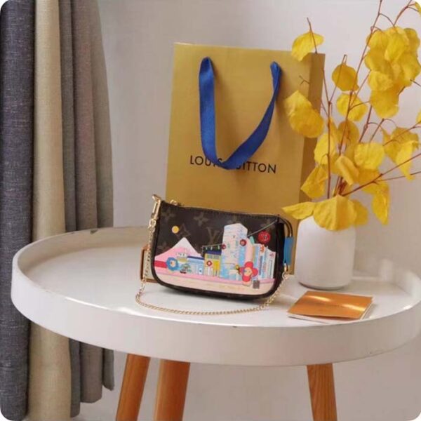 Louis Vuitton LV Women Mini Pochette Accessoires Blue Monogram Coated Canvas - Image 8