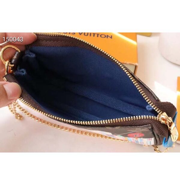 Louis Vuitton LV Women Mini Pochette Accessoires Blue Monogram Coated Canvas - Image 6