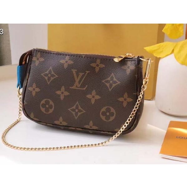 Louis Vuitton LV Women Mini Pochette Accessoires Blue Monogram Coated Canvas - Image 5