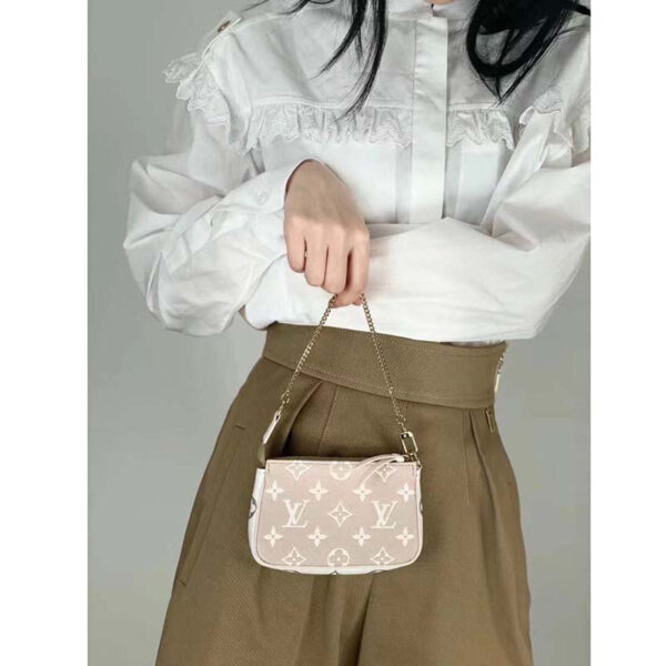 Louis Vuitton LV Women Mini Pochette Accessoires Green Monogram Empreinte Embossed Supple Grained Cowhide - Image 9