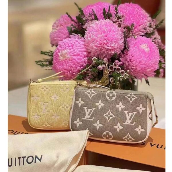 Louis Vuitton LV Women Mini Pochette Accessoires Green Monogram Empreinte Embossed Supple Grained Cowhide - Image 2