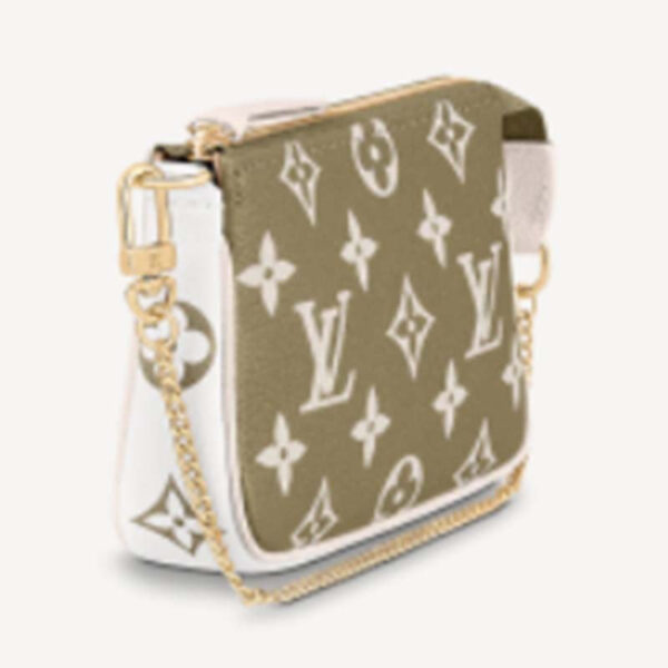 Louis Vuitton LV Women Mini Pochette Accessoires Green Monogram Empreinte Embossed Supple Grained Cowhide - Image 4