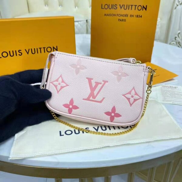 Louis Vuitton LV Women Mini Pochette Accessoires Pink Monogram Empreinte Embossed Supple Grained Cowhide - Image 8
