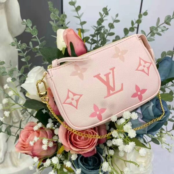 Louis Vuitton LV Women Mini Pochette Accessoires Pink Monogram Empreinte Embossed Supple Grained Cowhide - Image 4