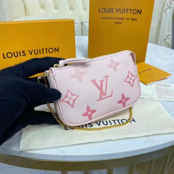 Louis Vuitton LV Women Mini Pochette Accessoires Pink Monogram Empreinte Embossed Supple Grained Cowhide - Image 9