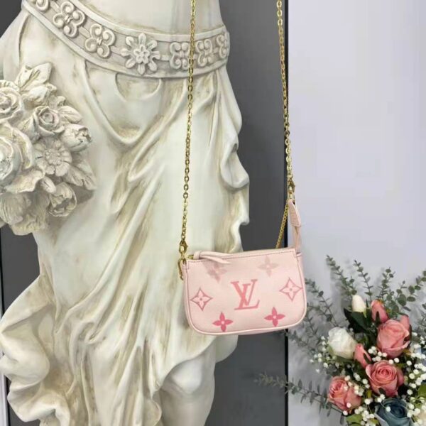 Louis Vuitton LV Women Mini Pochette Accessoires Pink Monogram Empreinte Embossed Supple Grained Cowhide - Image 5