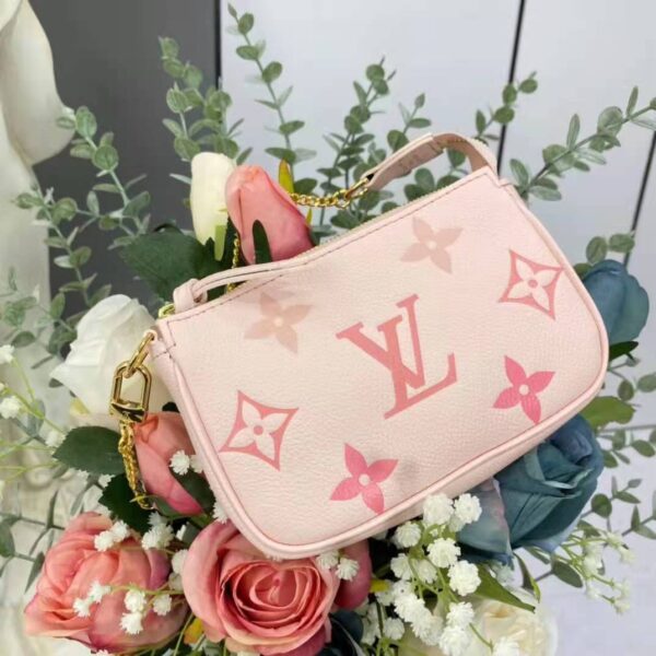 Louis Vuitton LV Women Mini Pochette Accessoires Pink Monogram Empreinte Embossed Supple Grained Cowhide - Image 2