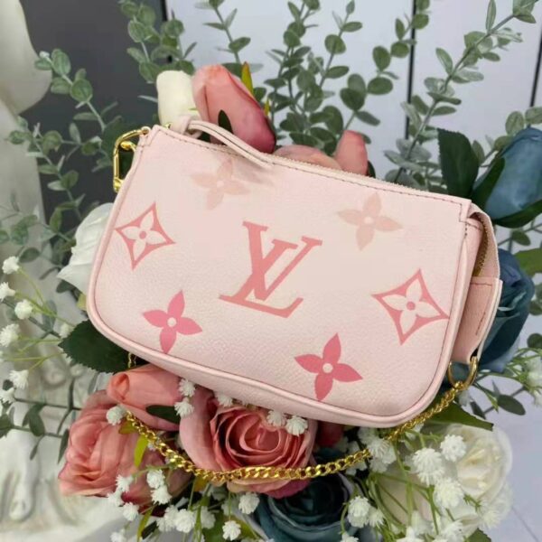 Louis Vuitton LV Women Mini Pochette Accessoires Pink Monogram Empreinte Embossed Supple Grained Cowhide - Image 3