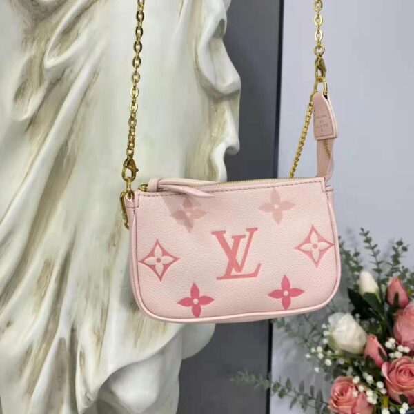 Louis Vuitton LV Women Mini Pochette Accessoires Pink Monogram Empreinte Embossed Supple Grained Cowhide - Image 6